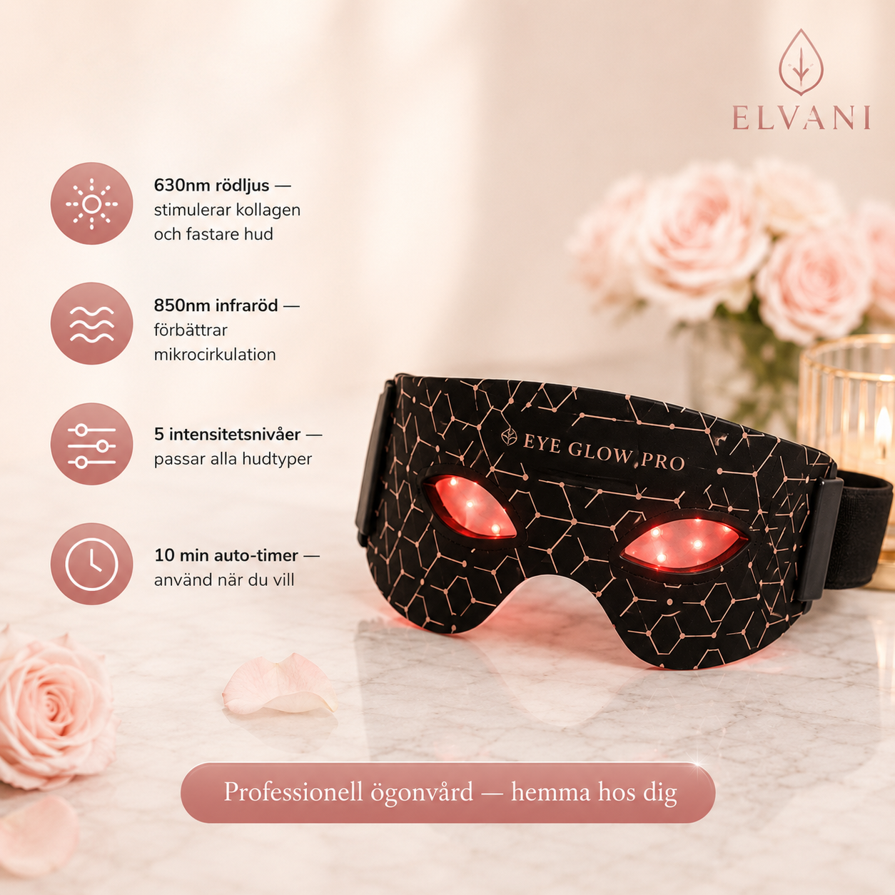 EyeGlow Pro — LED Ögonmask med Rödljus & Infraröd