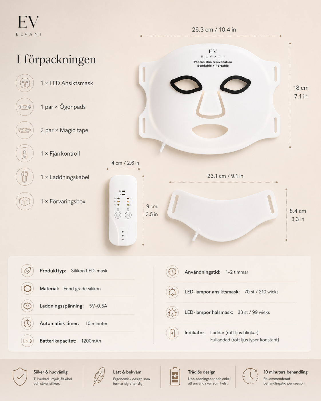Elvani GlowTech – 7-i-1 LED Ansiktsmask